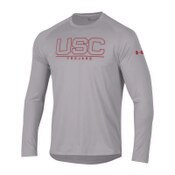 USC Trojans Men's Under Armour Heather Gray Outline Tech Long Sleeve T-Shirt